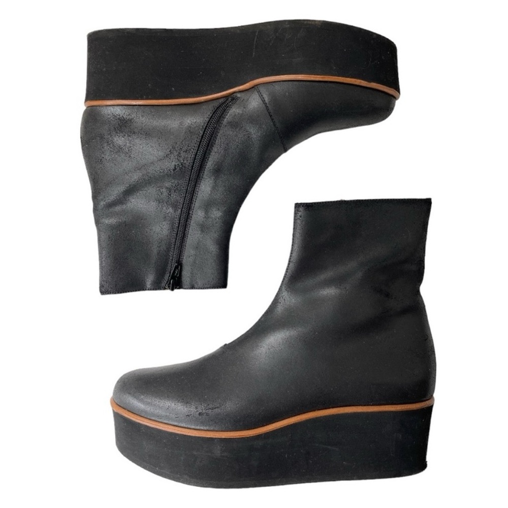 MM6 MAISON MARGIELA | 38.5 / 8 | La Garçonne Waxed Boot Platform Cracked Leather